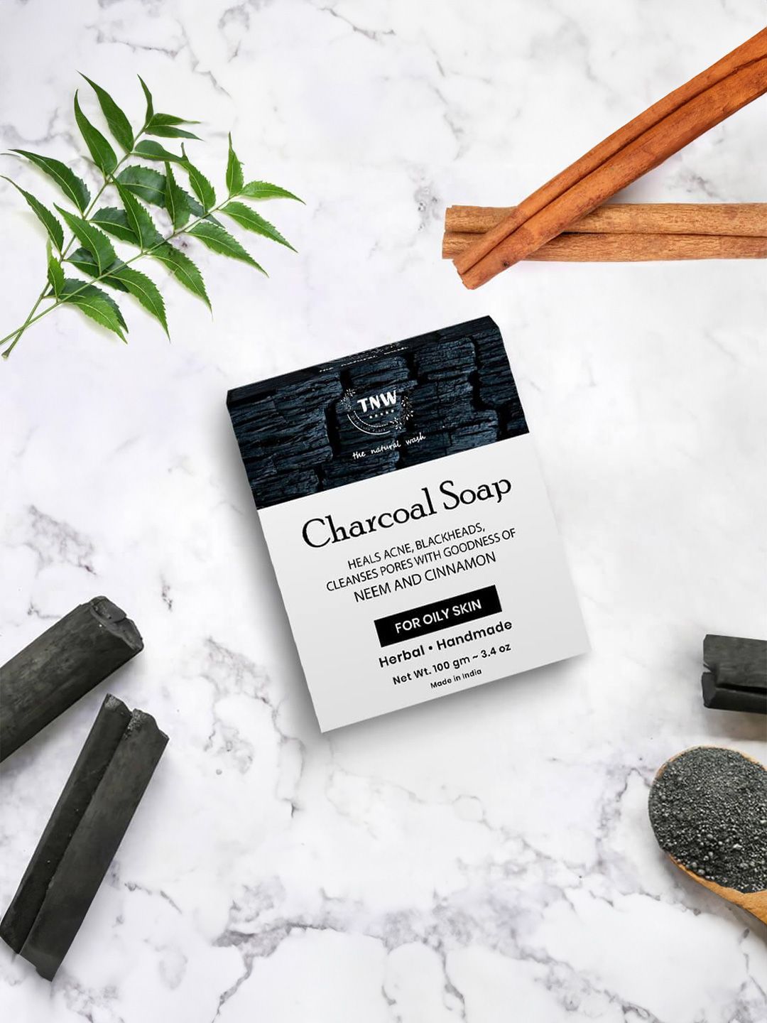 TNW The Natural Wash Unisex Handmade Activated Charcoal Soap 100gm