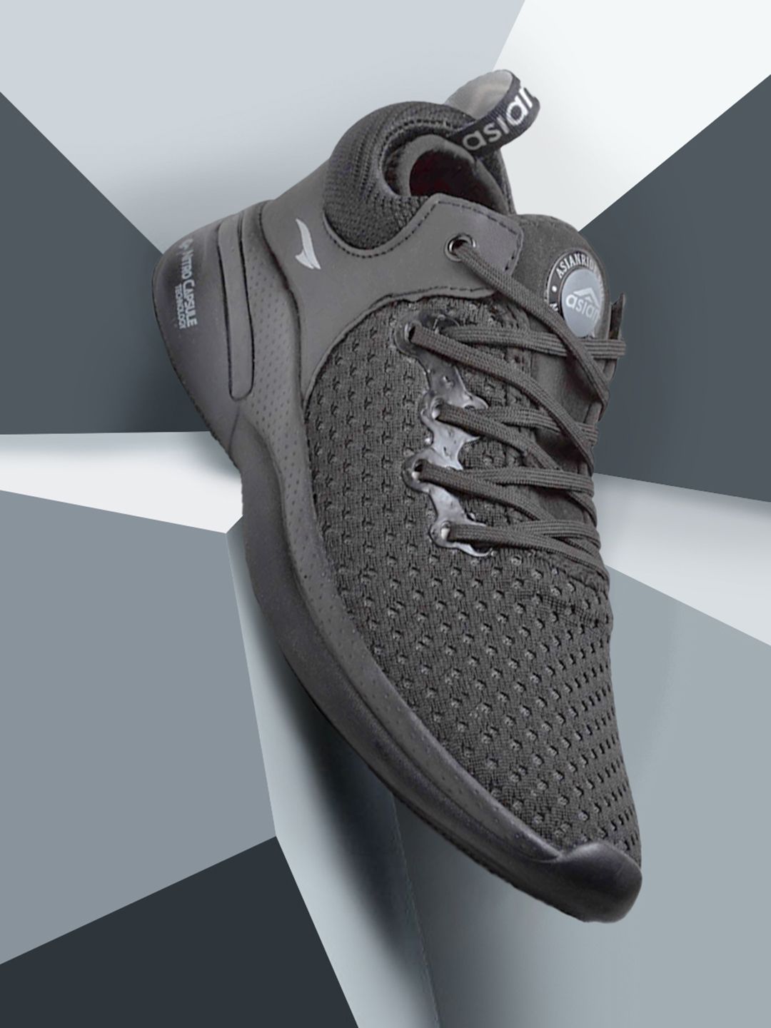ASIAN Men Black Mesh Running Shoes