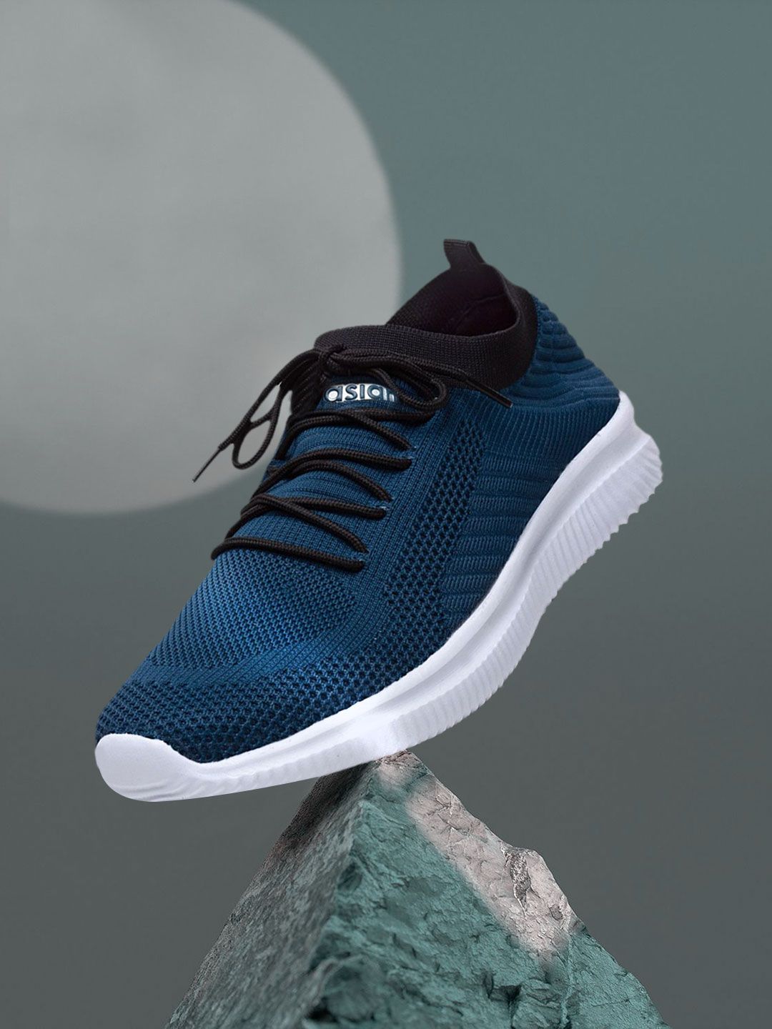 ASIAN Men Turquoise Blue Mesh Knitted Running Sports Shoes