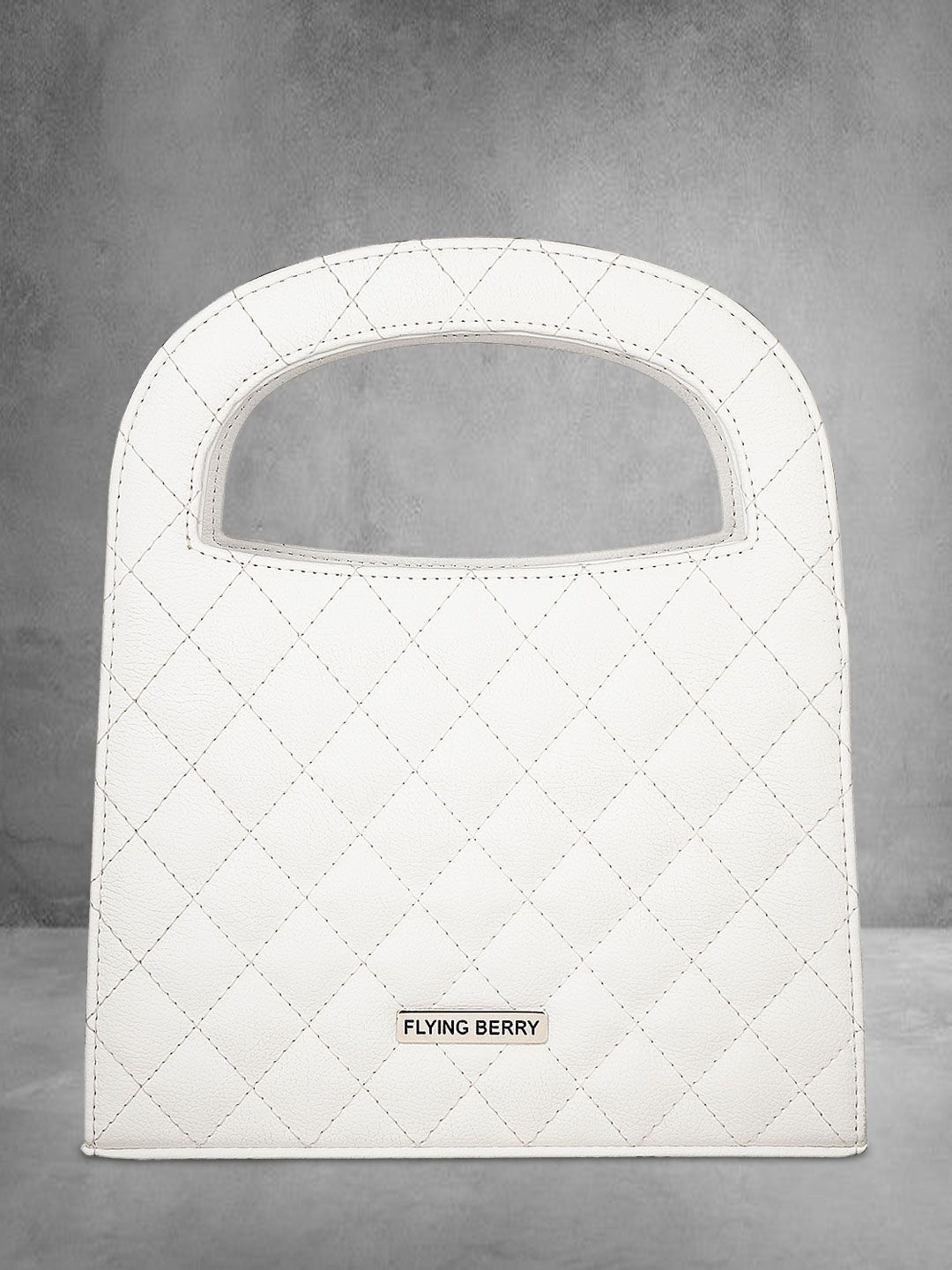 FLYING BERRY Women White Quilted Checked Handheld Bag Price in India