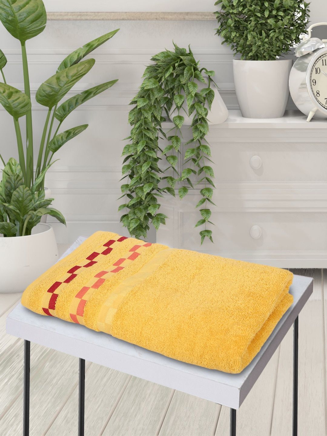 BIANCA Yellow Solid 450 GSM Bath Towel Price in India