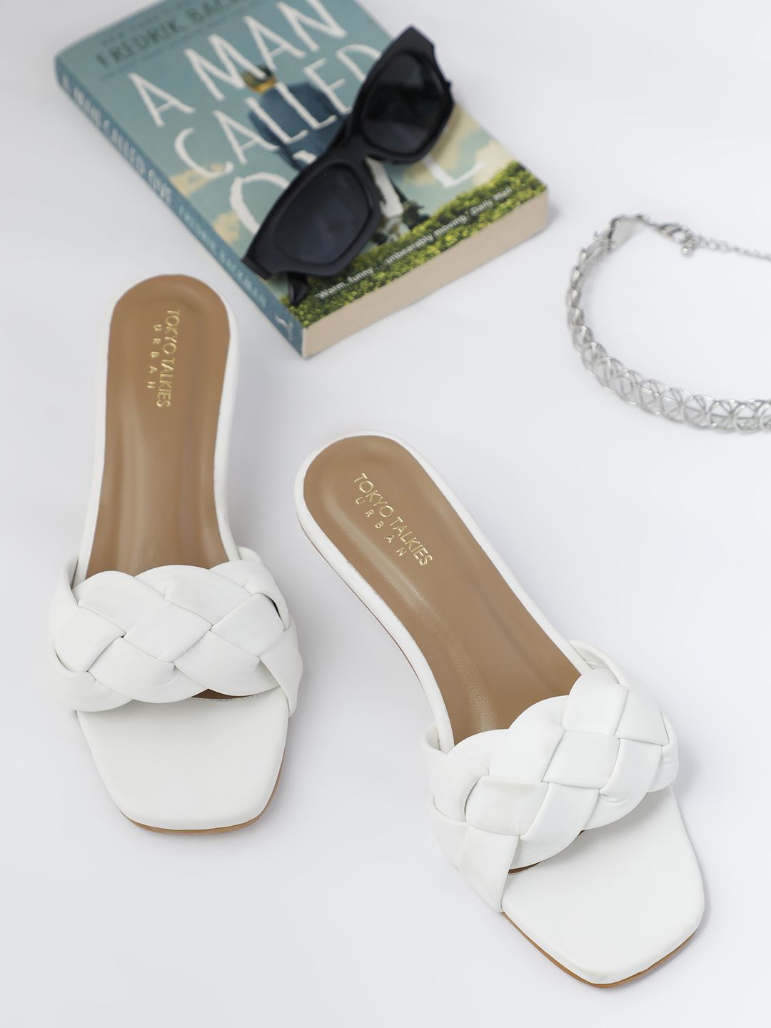 Tokyo Talkies White Kitten Heeled Sandals