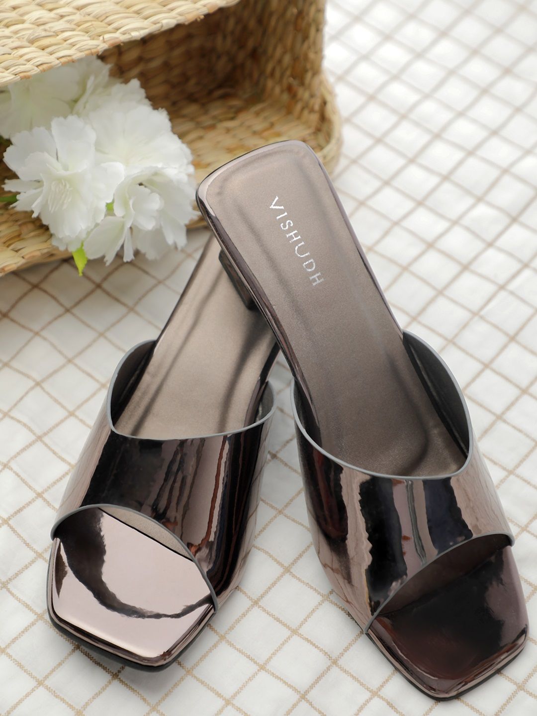 Vishudh Metallic Block Mules