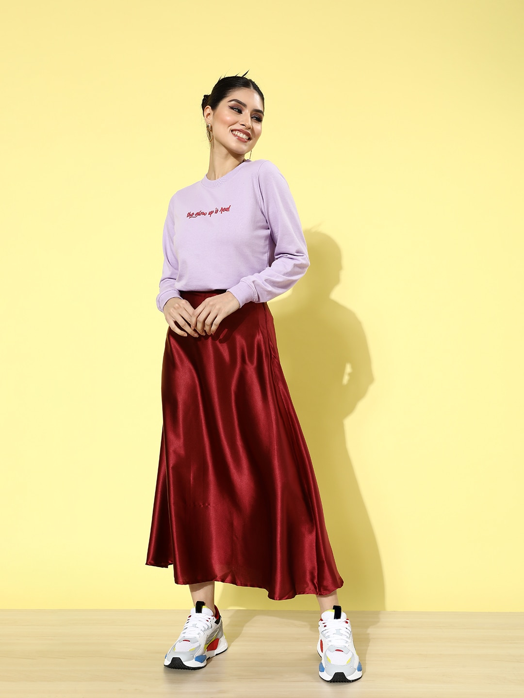 DressBerry Women Elegant Lavender Typography Sweatshirt Price in India