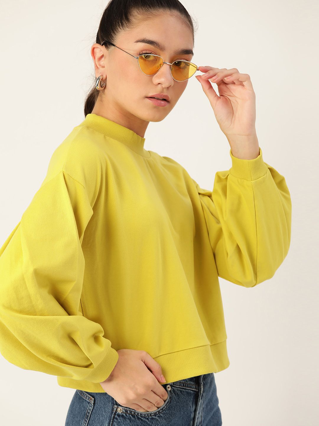 DressBerry Women Yellow Sweatshirt Price in India