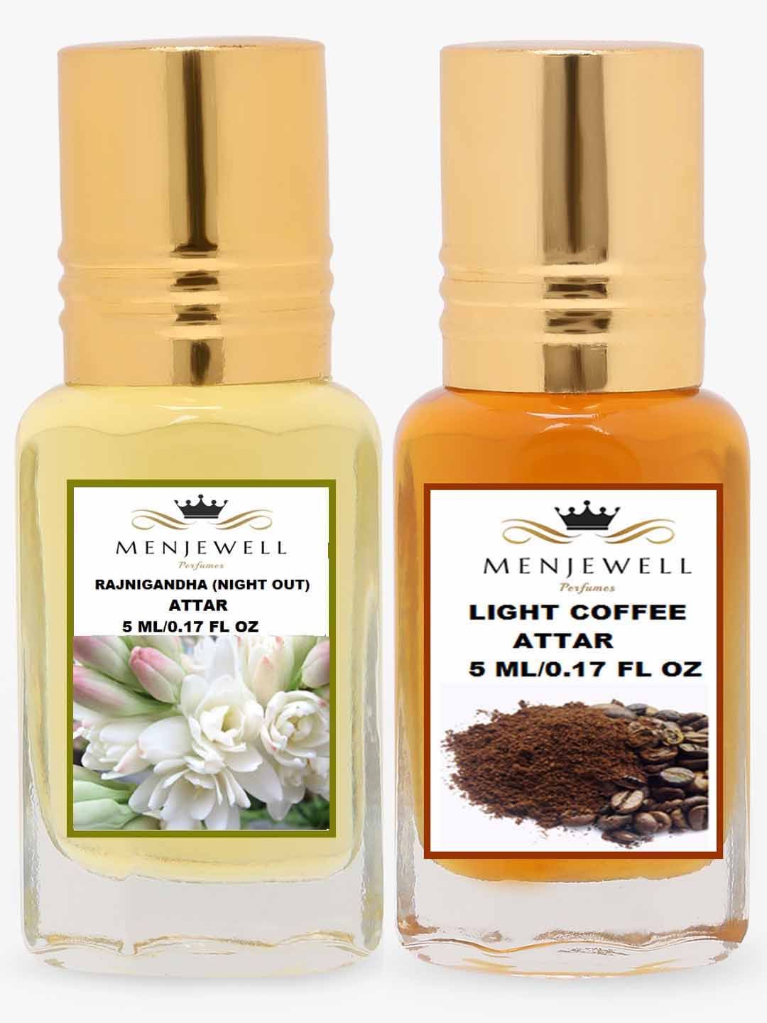 Menjewell Pack of 2 Rajnigandha & Light Coffee Attar - 5ML Each Price in India