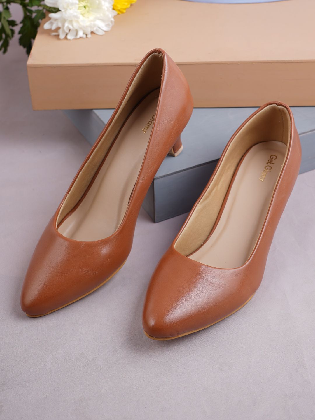 Get Glamr Tan Stiletto Pumps Price in India