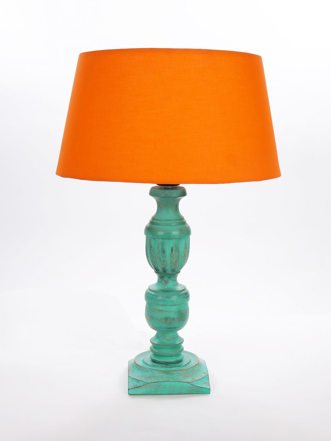 Homesake Orange & Green Contemporary Handcrafted Bedside Standard Table Lamp with Shade Price in India