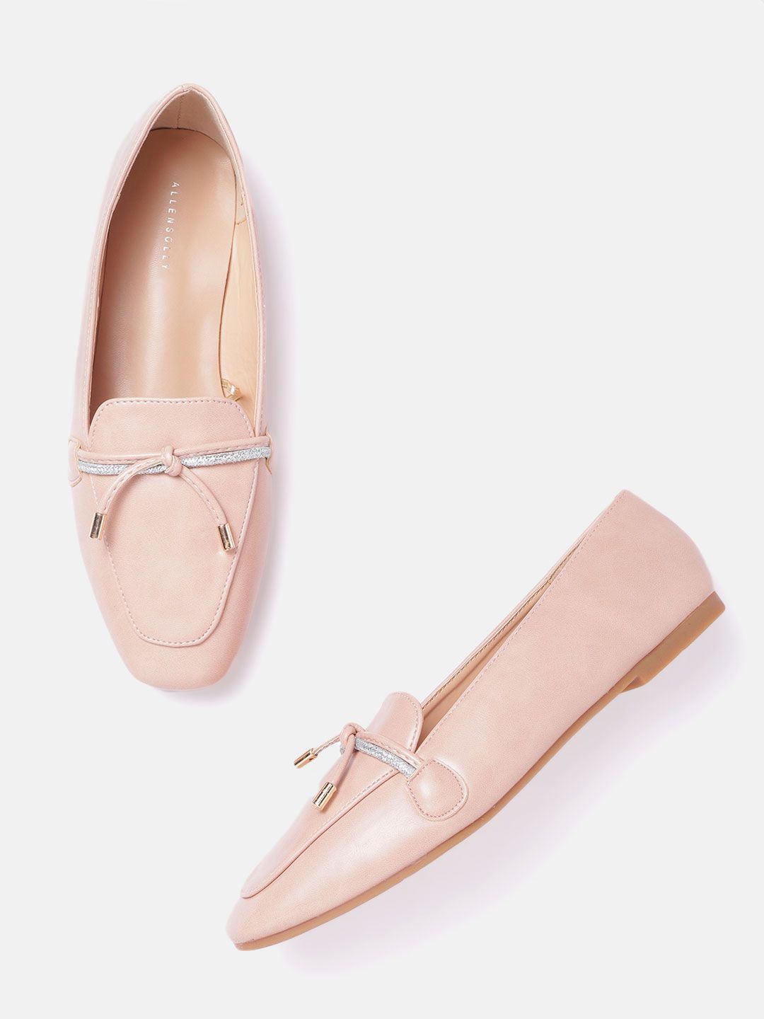 Allen Solly Women Peach-Coloured Solid Slip-Ons with Knot Detail Price in India