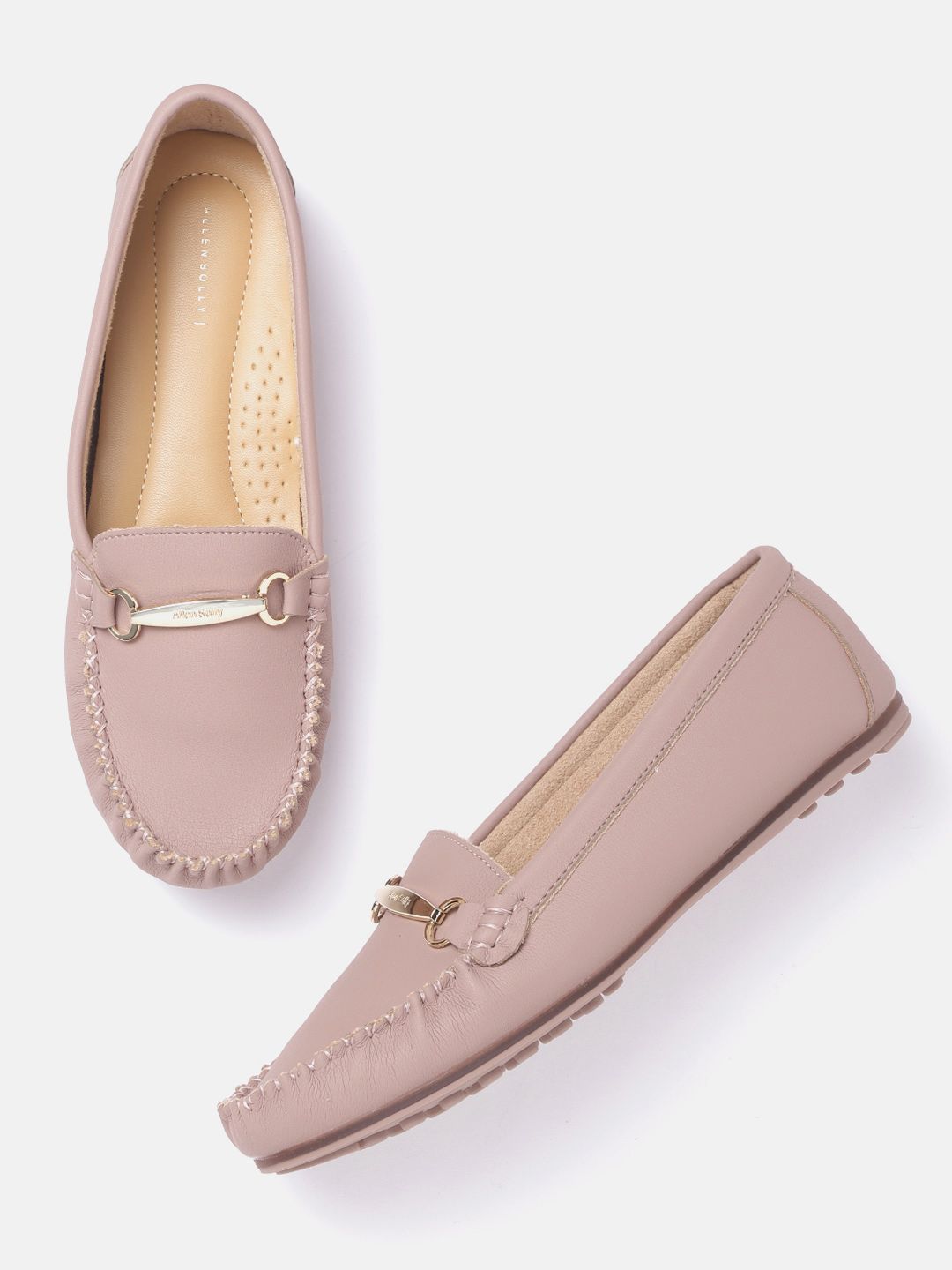 Allen Solly Women Dusty Pink Solid Horsebit Loafers Price in India