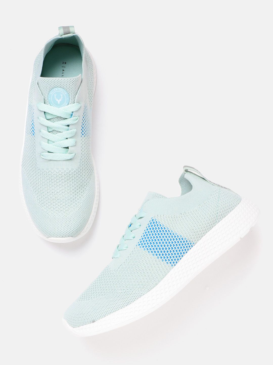 Allen Solly Women Mint Green & Blue Woven Design Sneakers Price in India