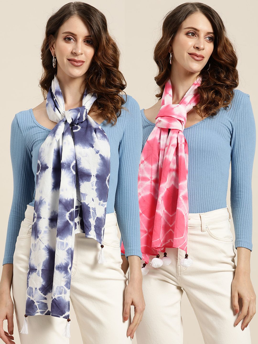 Shae by SASSAFRAS Women Pack of 2 Cotton Dyed Scarf Price in India