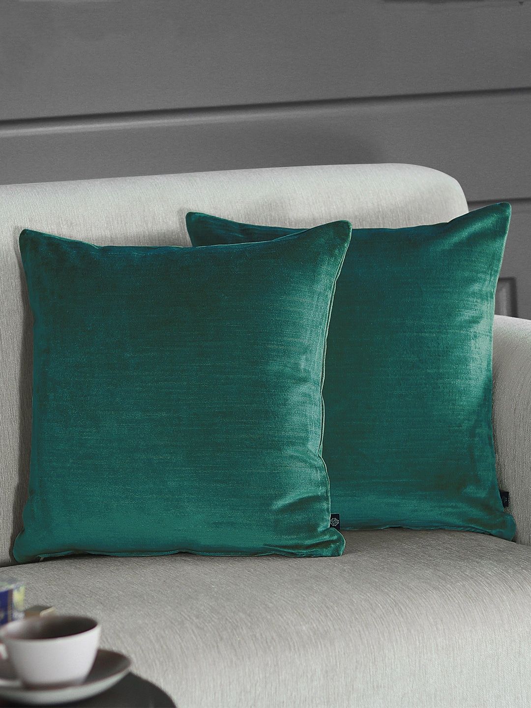 GM Green Set of 2 Velvet Square Cushion Covers Price in India