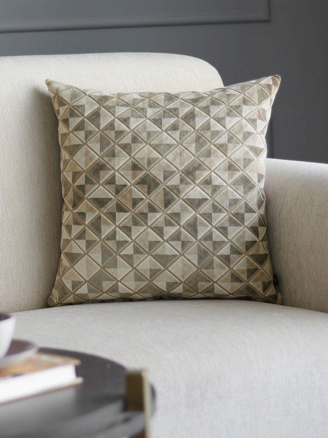 GM Brown & Beige Geometric Velvet Square Cushion Covers Price in India