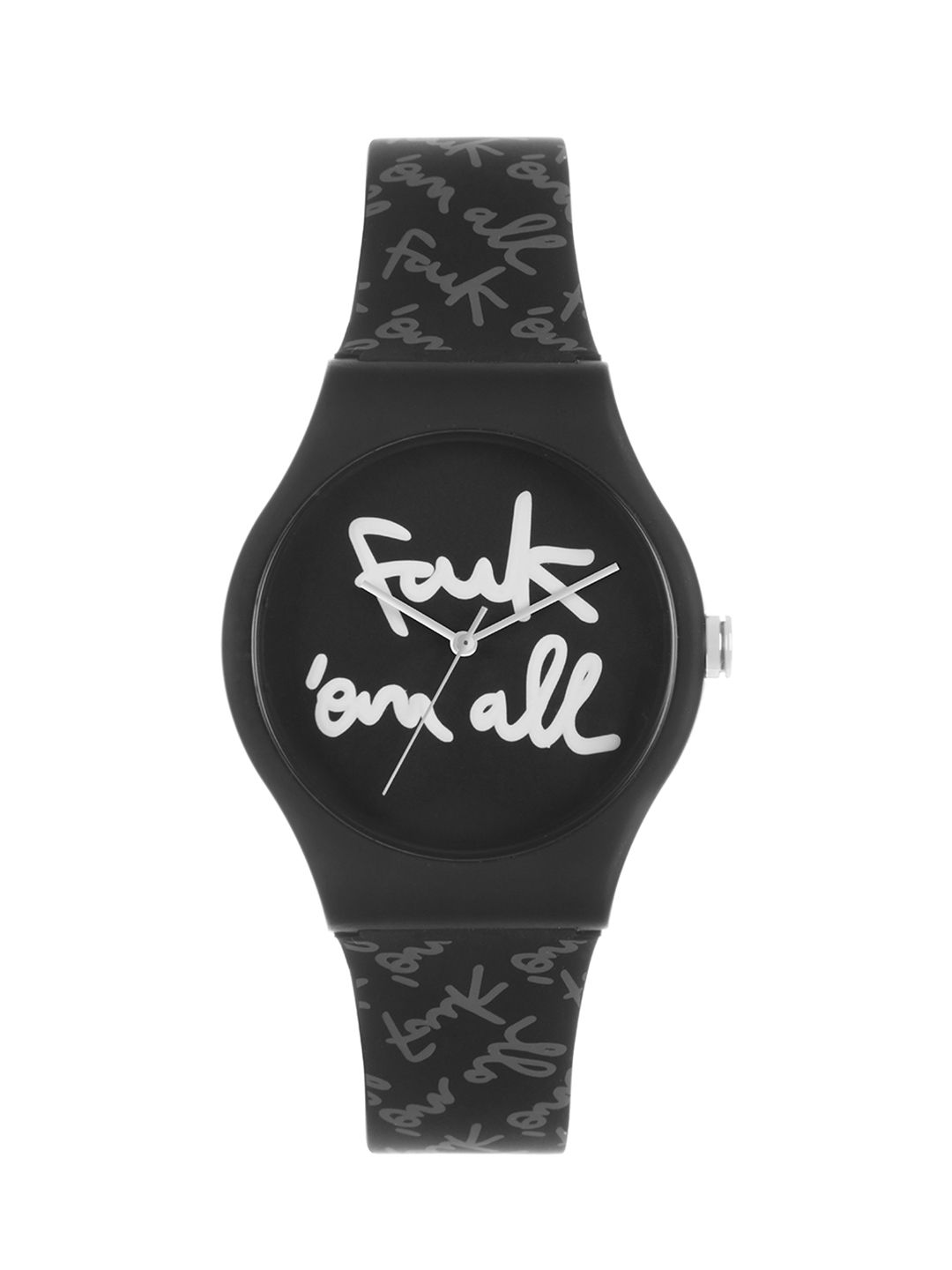 FCUK Unisex Black Printed Dial & Black Straps Analogue Watch Price in India