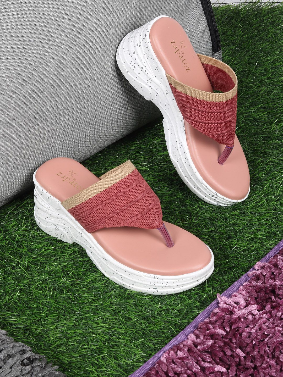 ZAPATOZ Women Pink Wedge Sandals Price in India