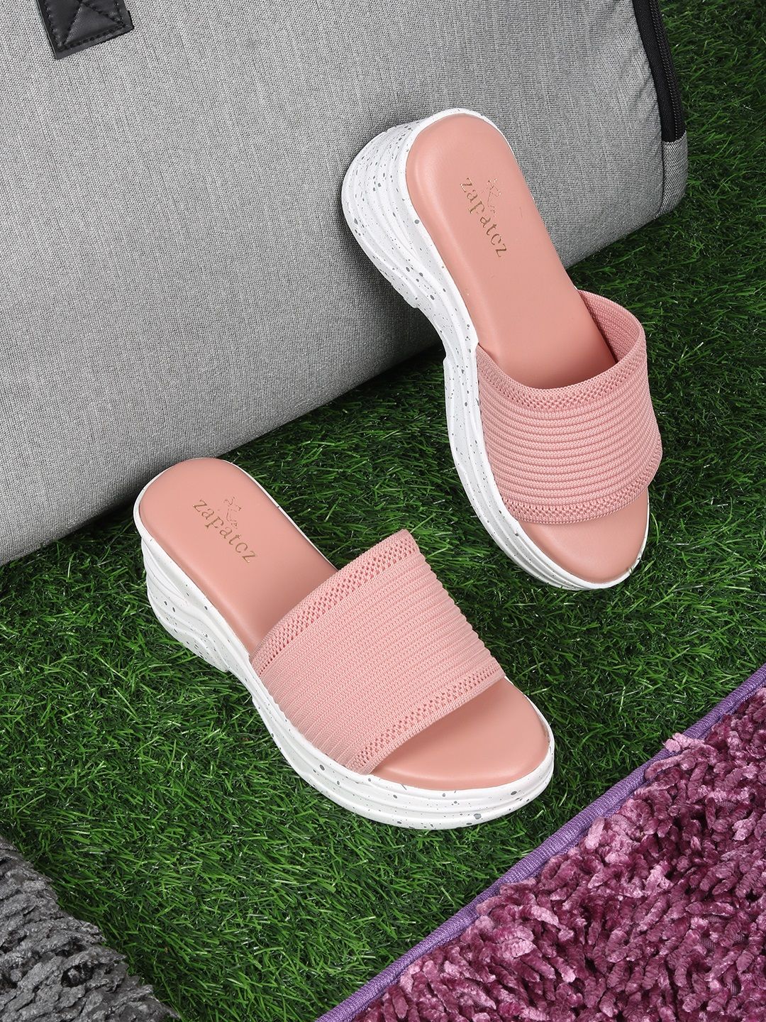 ZAPATOZ Pink Wedge Sandals Price in India