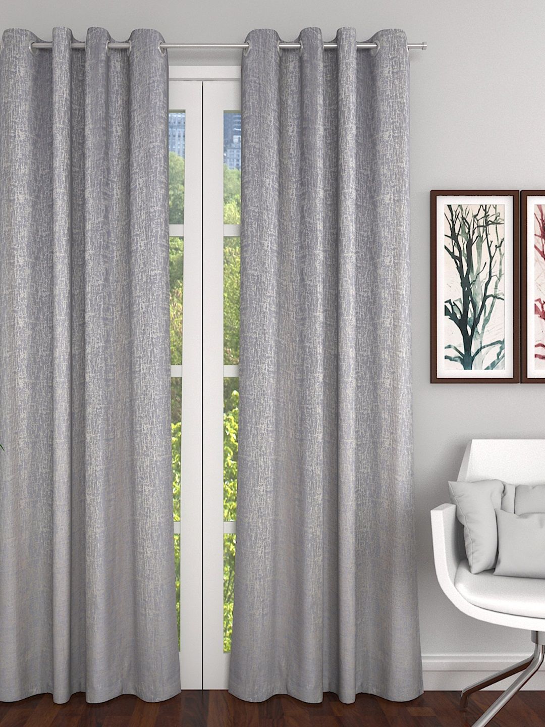 Soumya Grey & Off White Abstract Door Curtain Price in India