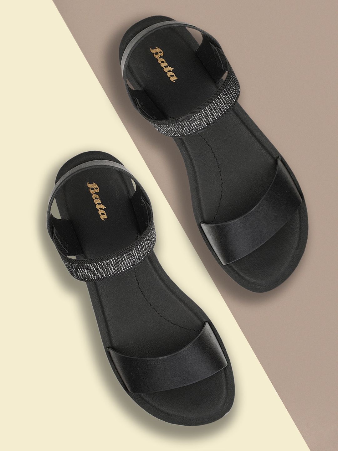 Bata Black Embellished Wedge Sandals Price in India
