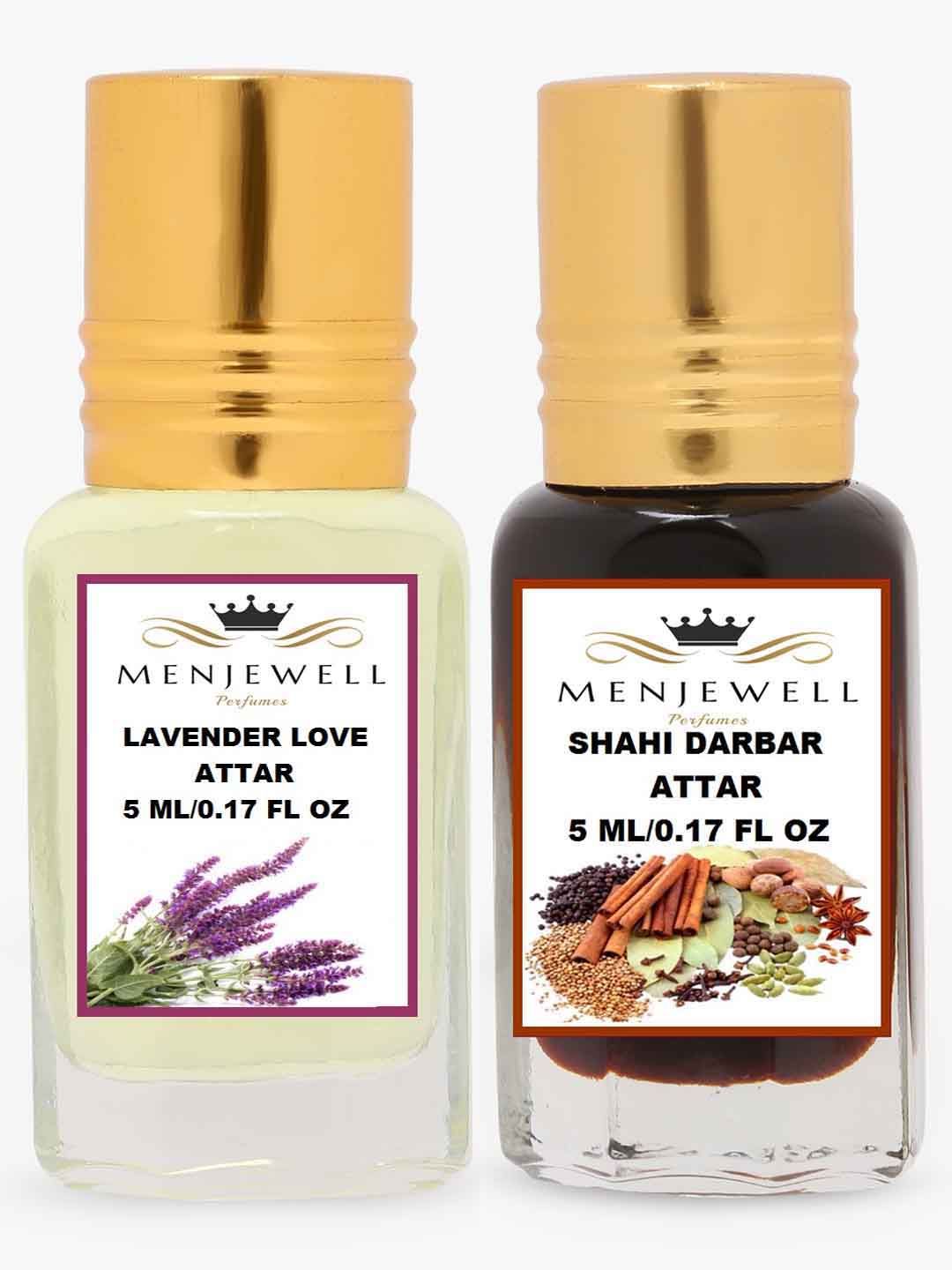 Menjewell Set Of 2 Yellow & Brown Lavender Love & Shahi Darbar Attar Price in India