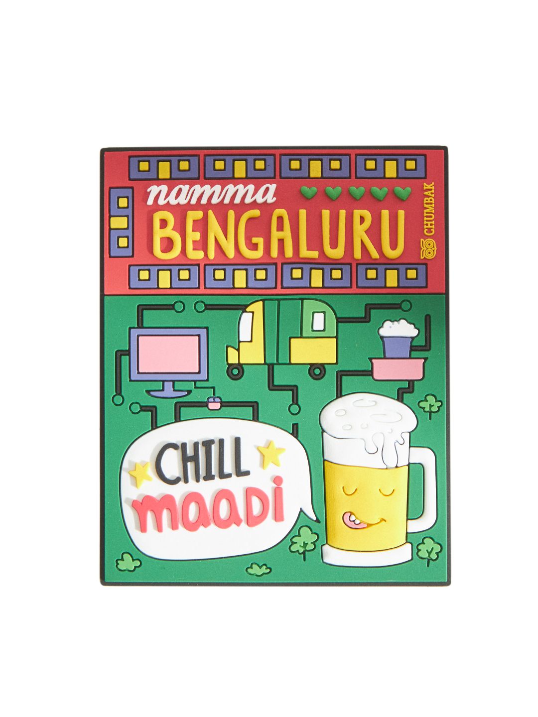 Chumbak Chumbak Green & Pink Namma Bengaluru Fridge Magnet