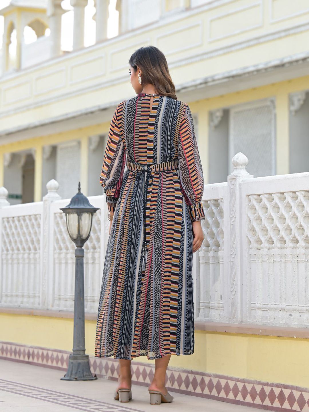 Buy Juniper Black & Multicoloured Chiffon Maxi Dress - Ethnic Dresses for Women 14617352