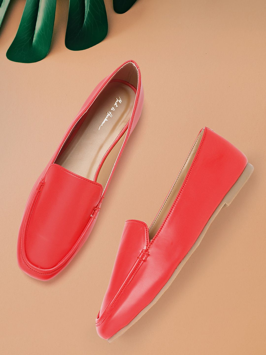 Mast & Harbour Women Red Solid Loafers Price in India