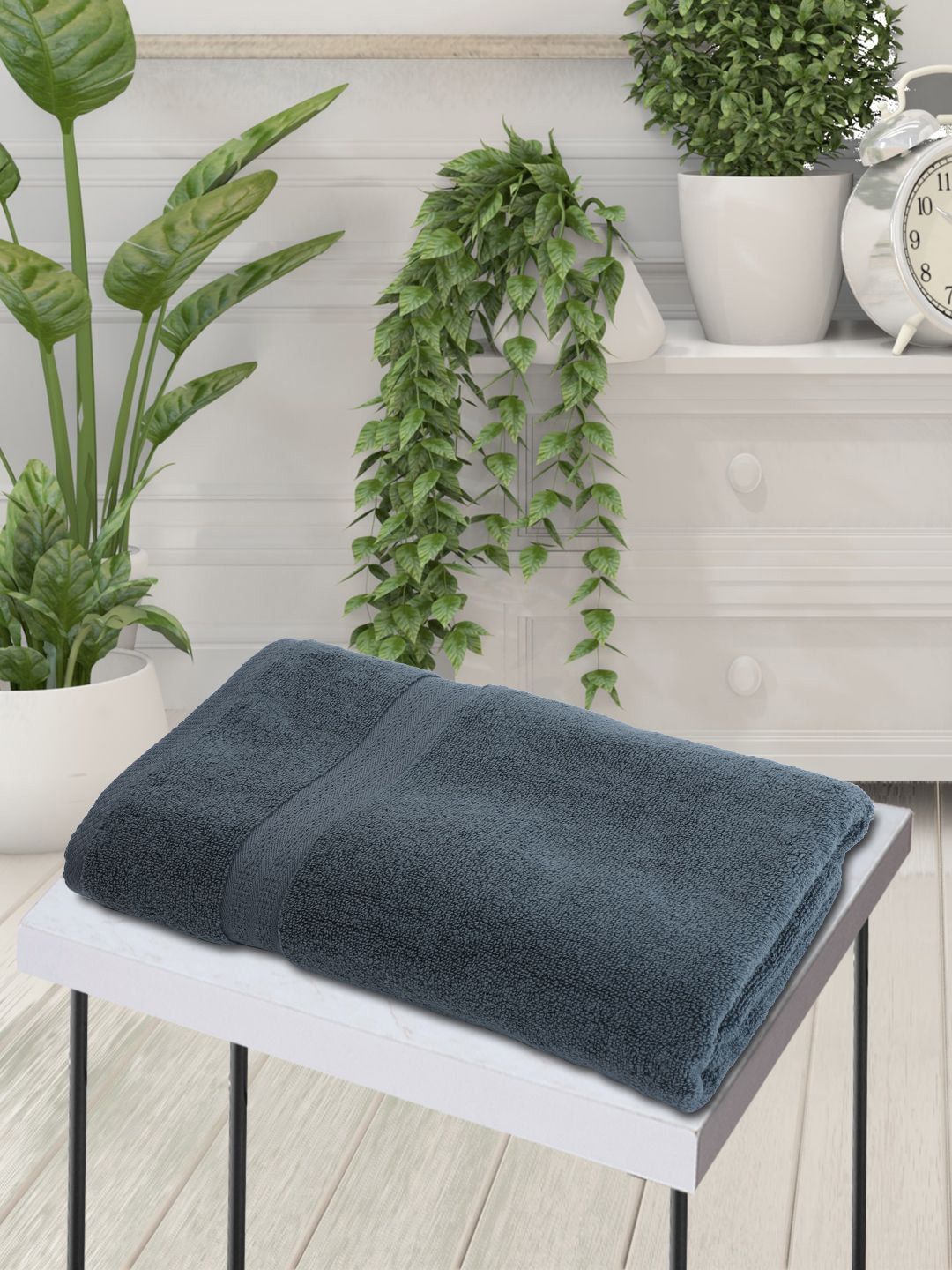 BIANCA Grey Solid Zero-Twist Pure Cotton 500 GSM Bath Towel Price in India