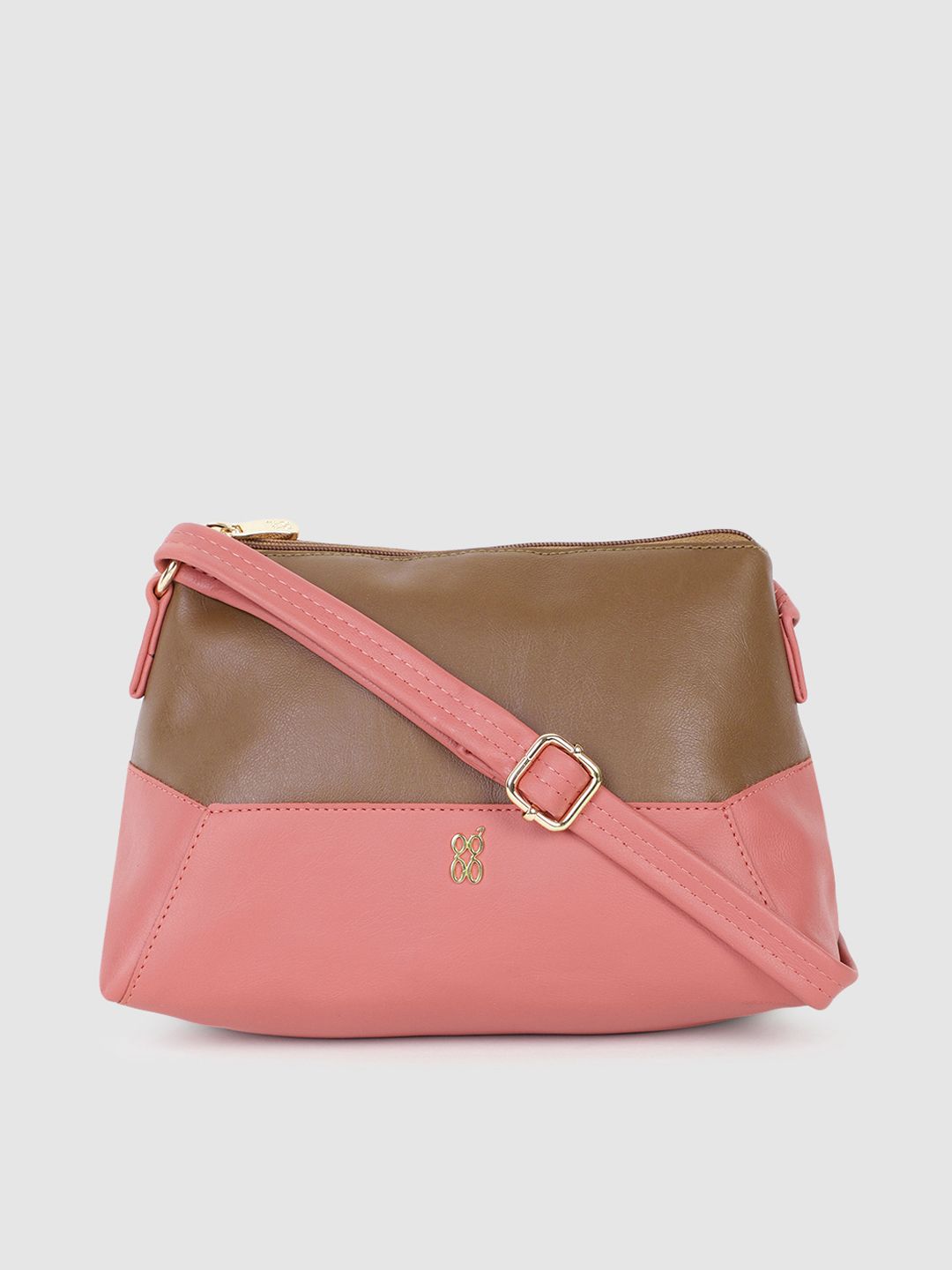 Baggit Pink & Brown Colourblocked LXE ISABELLA E DIEGO Sling Bag Price in India