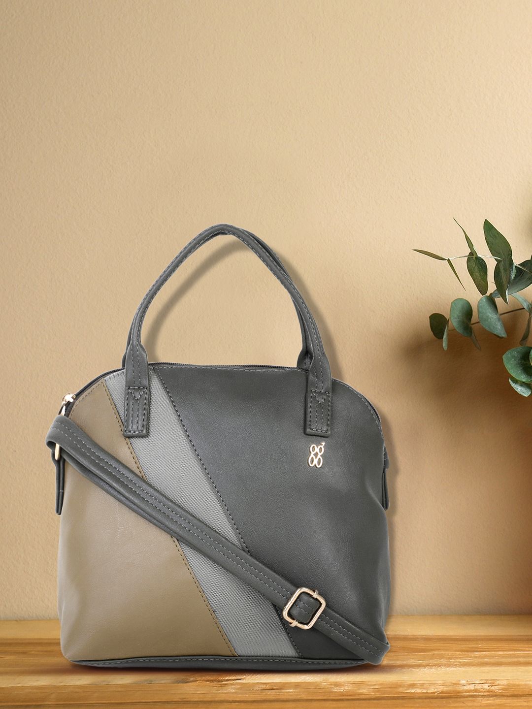 Baggit Grey & Brown Colourblocked ASTORIN E ASHLYN Structured Shoulder Bag Price in India