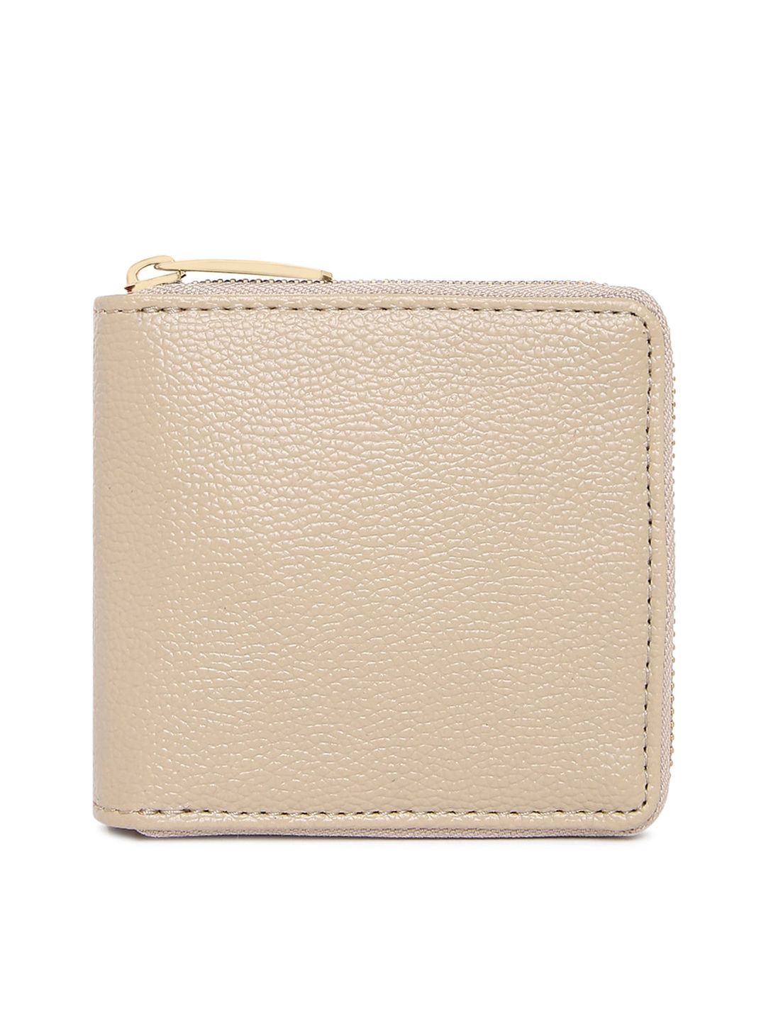 KLEIO Women Beige Textured Zip Around Wallet Price in India