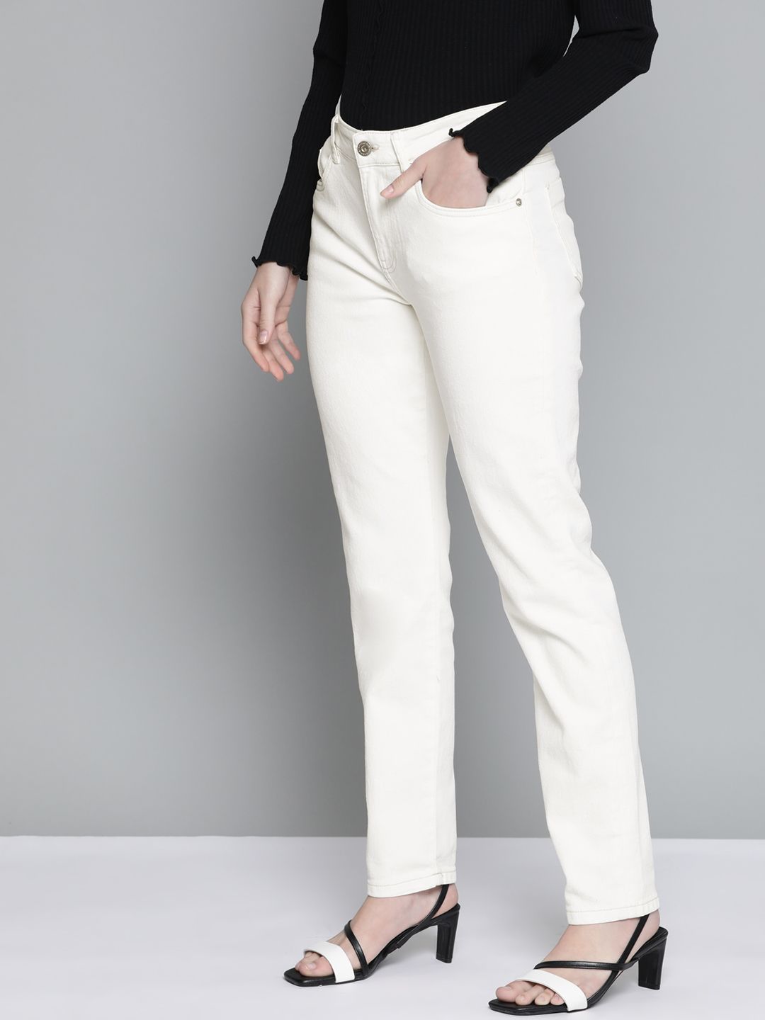 Chemistry Women White Slim Fit Stretchable Jeans Price in India