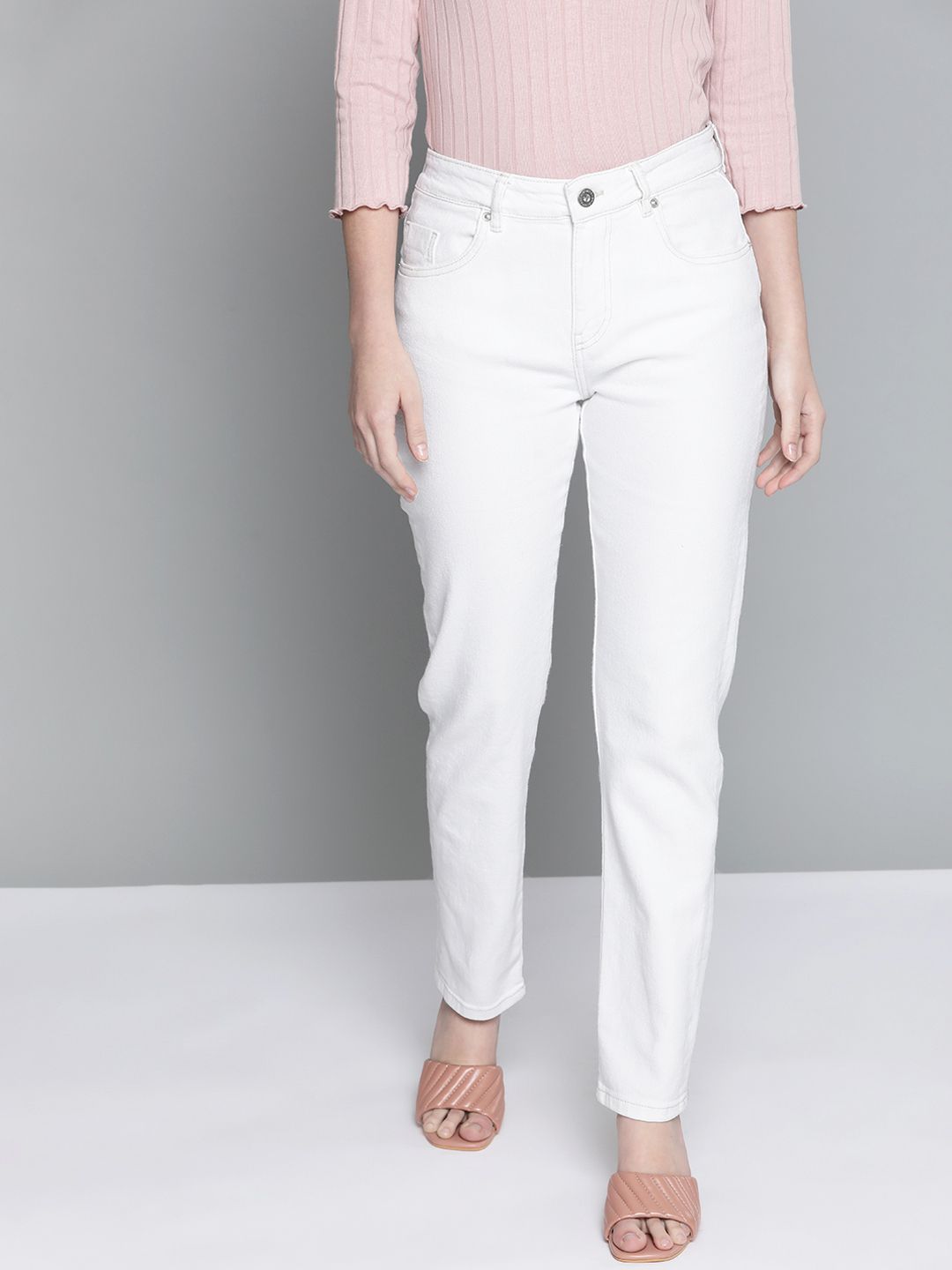 Chemistry Women White Slim Fit Stretchable Jeans Price in India