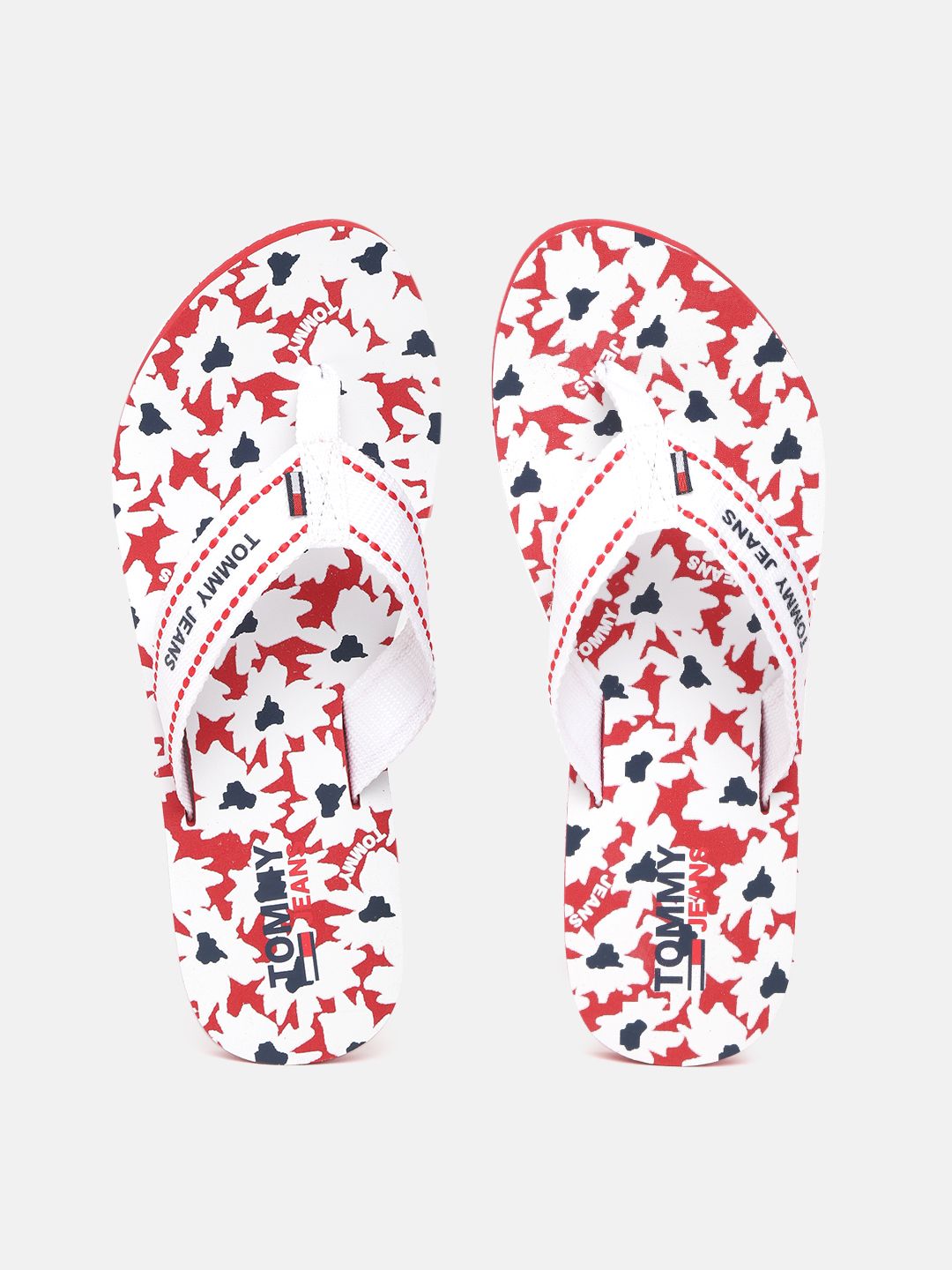 Tommy Hilfiger Women White & Red Floral Print Thong Flip-Flops Price in India