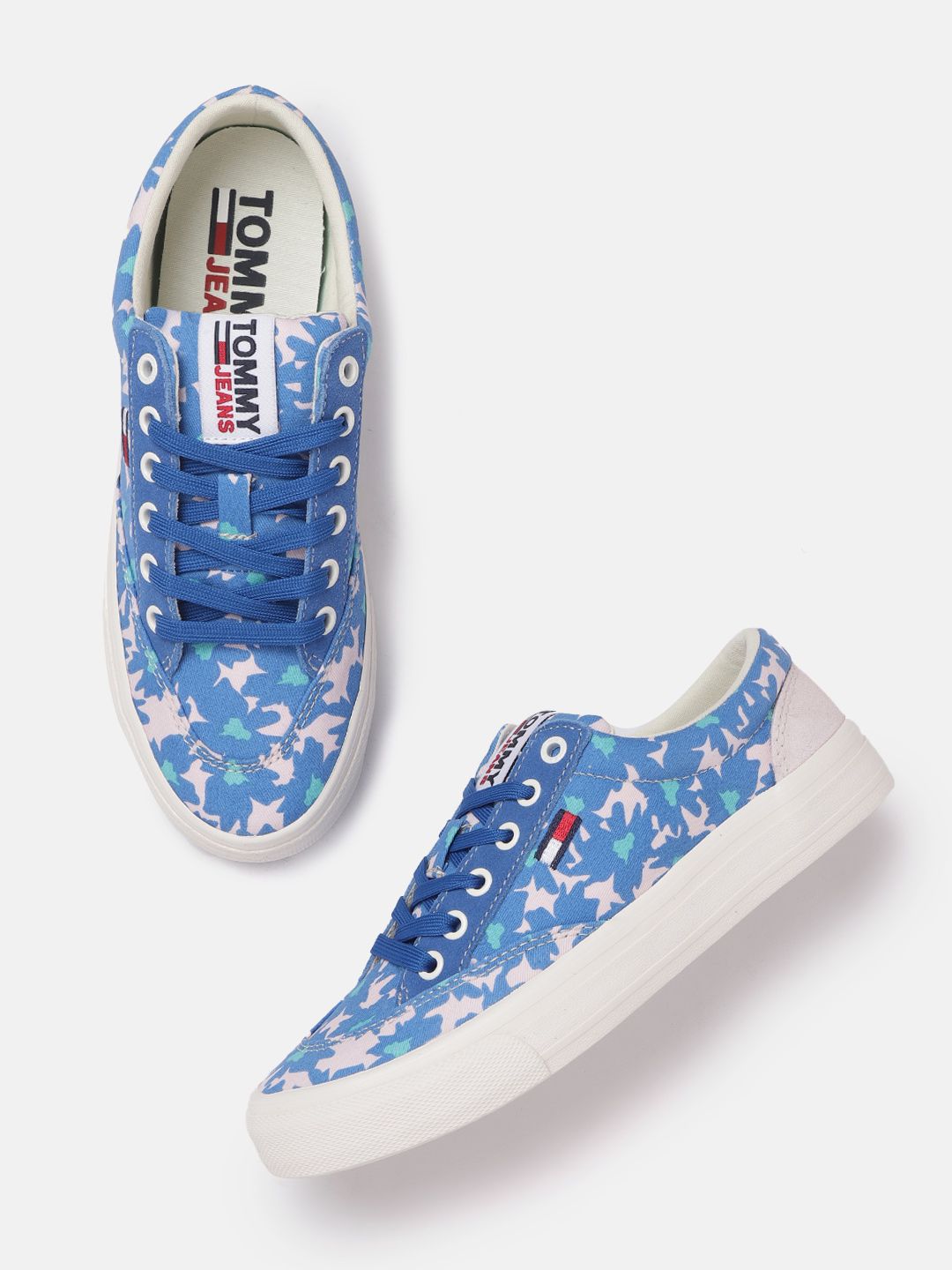 Tommy Hilfiger Women Blue & Pink Camouflage Print Sneakers Price in India