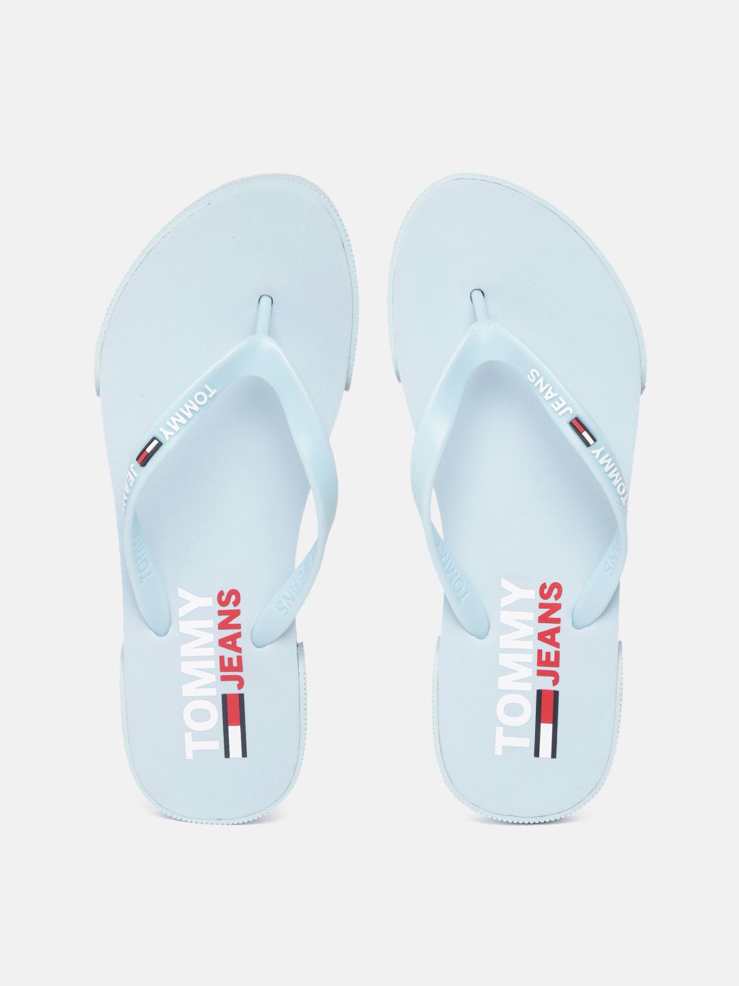 Tommy Hilfiger Women Blue Brand Logo Print Detail Thong Flip-Flops Price in India