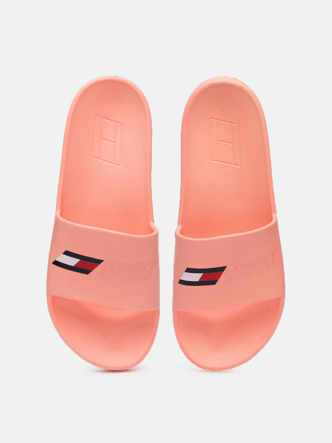 Tommy Hilfiger Women Coral TS Pool 3 Brand Logo Sliders Price in India