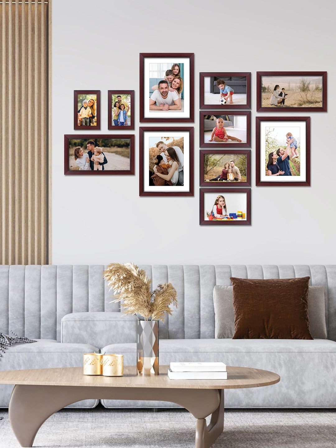 RANDOM Set Of 11 Burgundy Solid Individual Wall Photo Frames Price in India