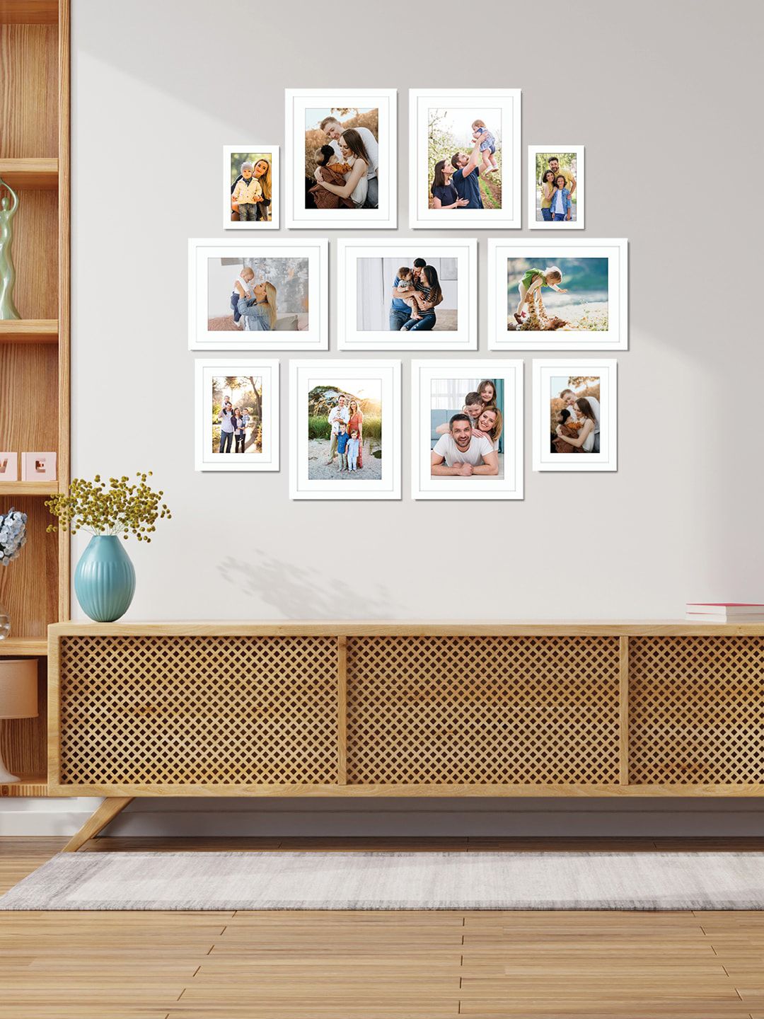 RANDOM Set Of 11 White Solid Individual Wall Photo Frames Price in India