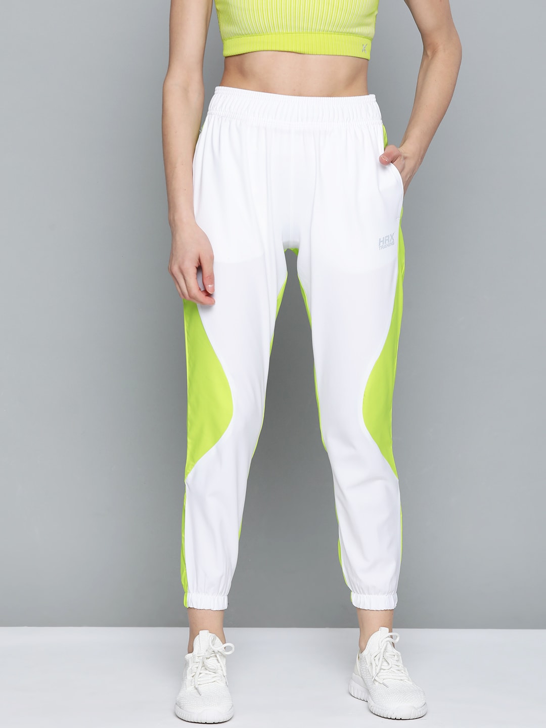 HRX By Hrithik Roshan Training Women Bright White Rapid-Dry colourblock Joggers Price in India