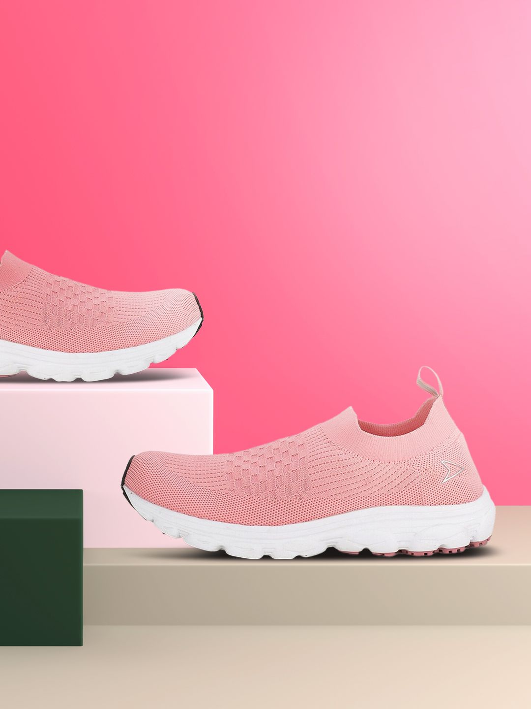 Power Women Pink Textile Running Non-Marking Shoes Price in India