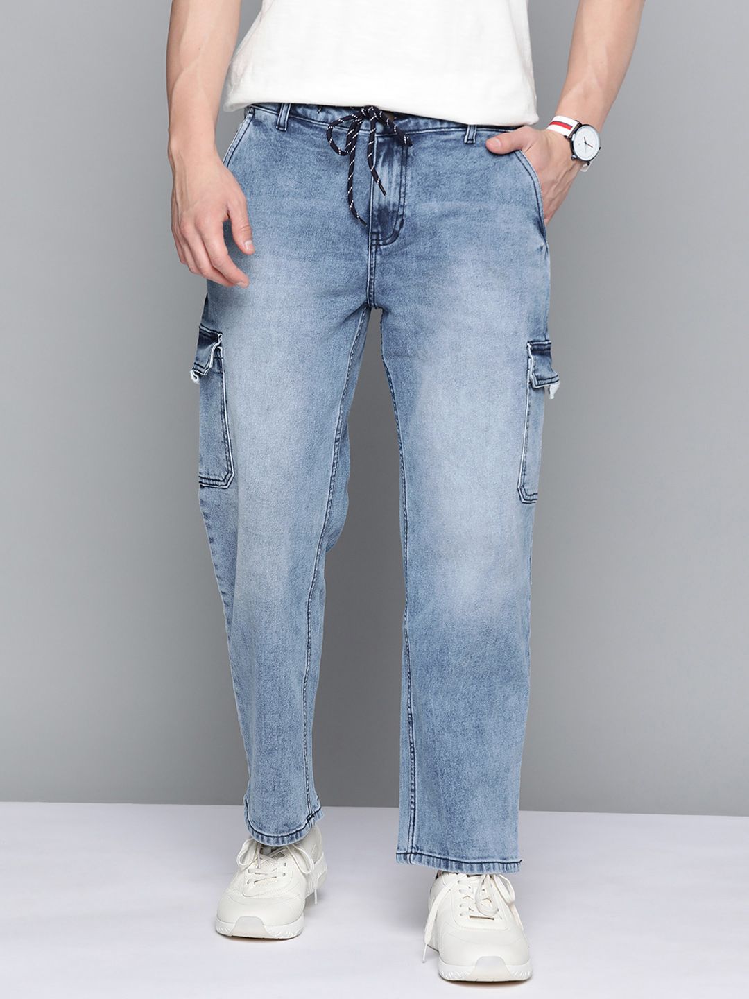 Mast & Harbour Men Blue Straight Fit Light Fade Jeans