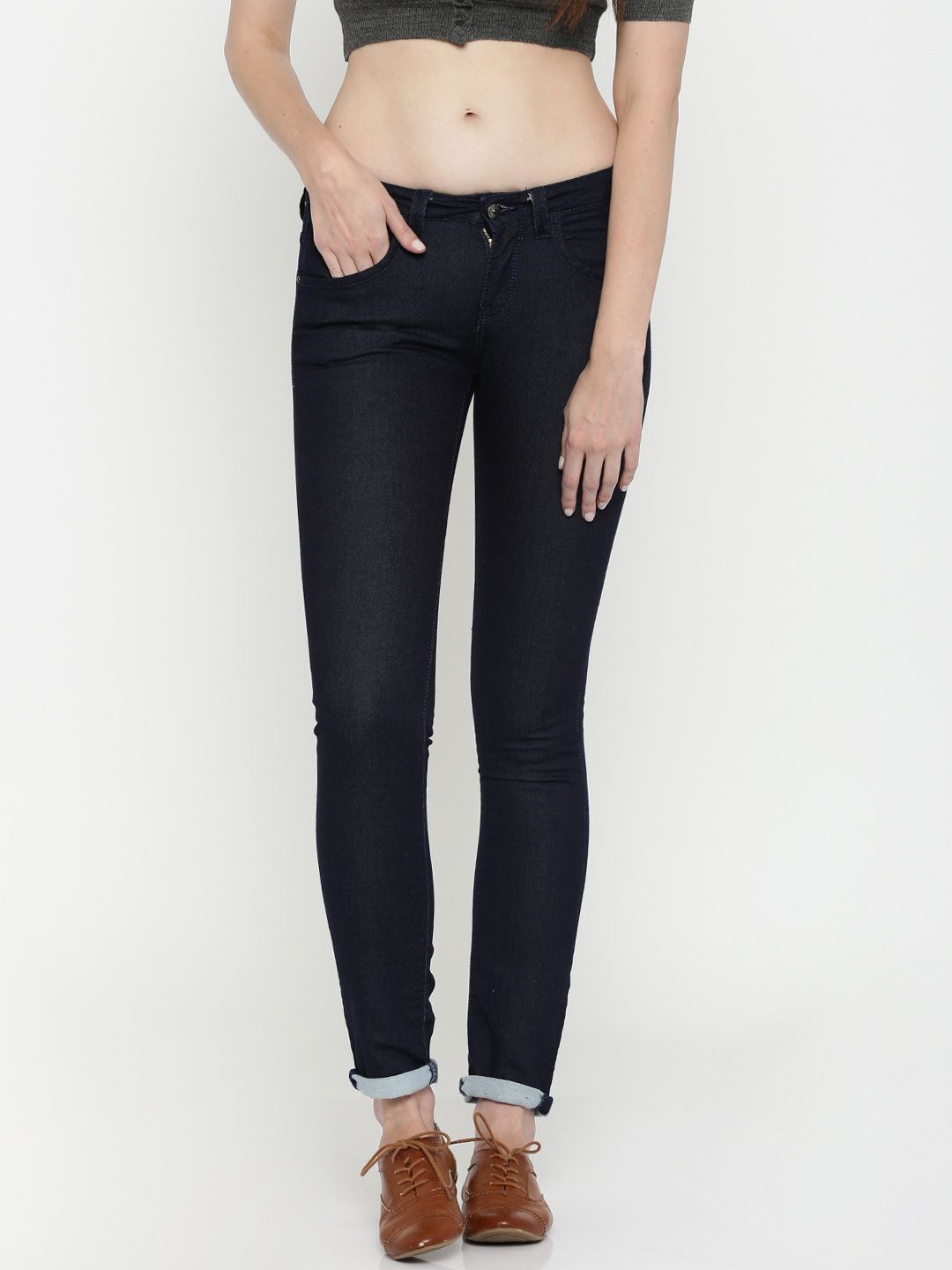 U.S. Polo Assn. Women Navy Super Skinny Fit Low-Rise Stretchable Jeans Price in India