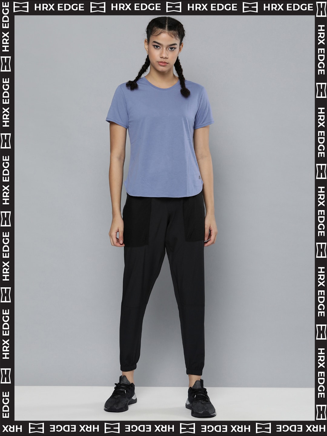HRX By Hrithik Roshan EDGE Lifestyle Women Anthracite Rapid-Dry colourblock Track Pants Price in India