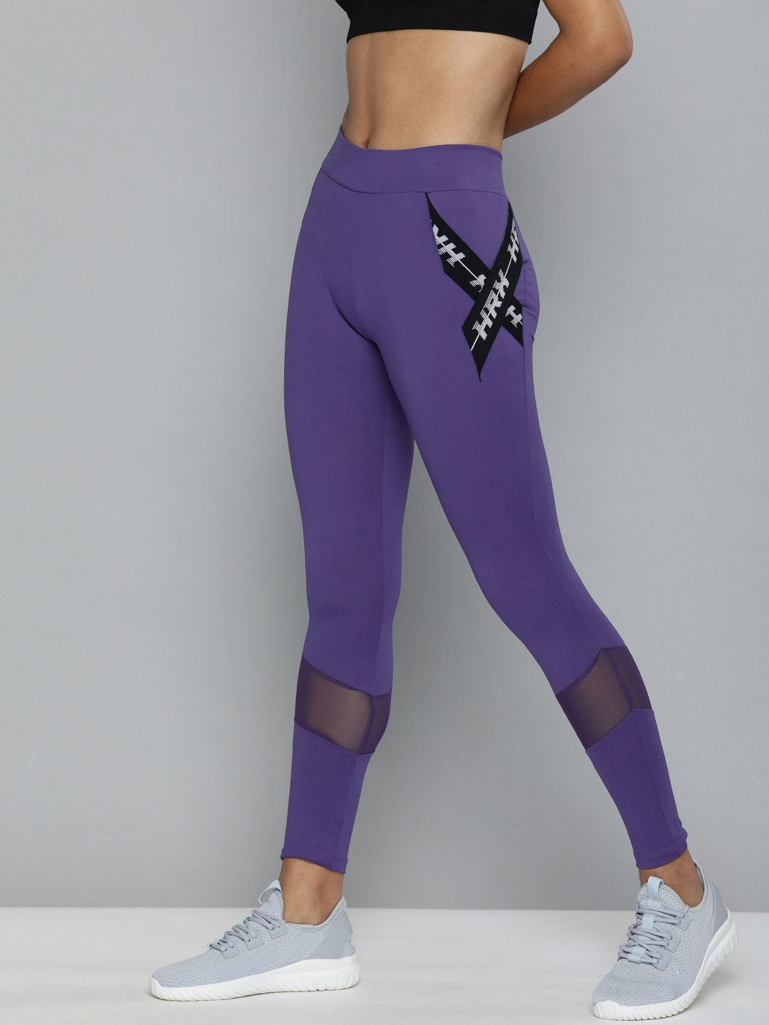 HRX By Hrithik Roshan Training Women Deep Wisteria Rapid-Dry Brand Carrier Tights Price in India