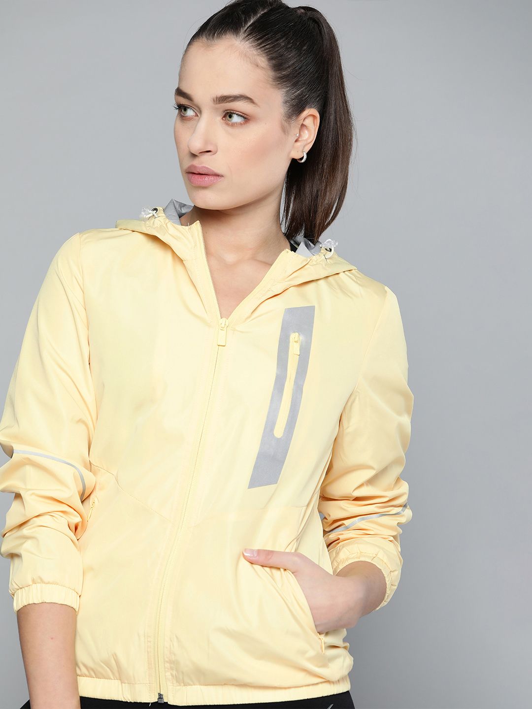 HRX By Hrithik Roshan Training Women Yellow Rapid-Dry Solid Jacket Price in India