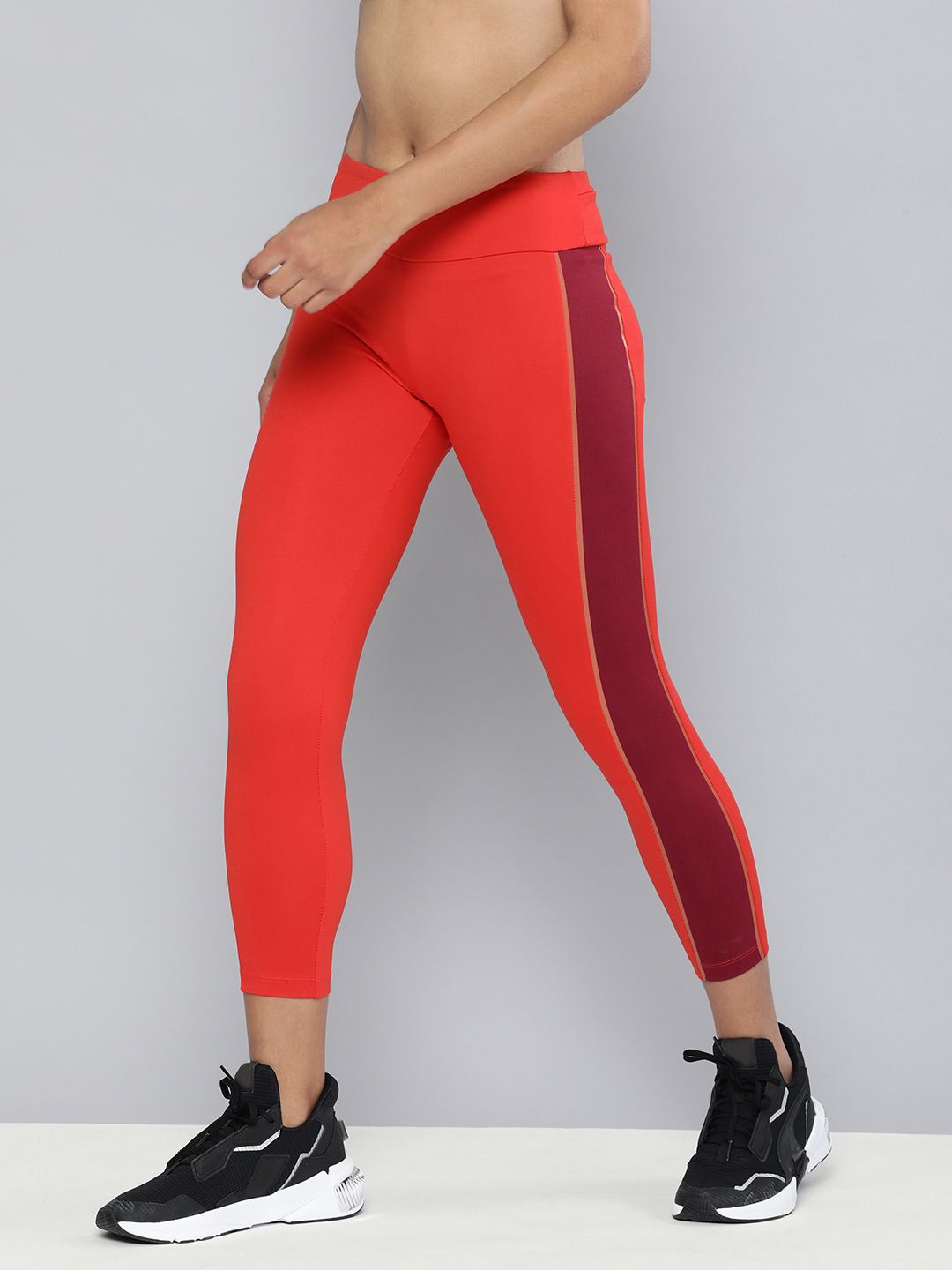 HRX By Hrithik Roshan Women Aurora Red Running Rapid-Dry Colourblocked Tights Price in India