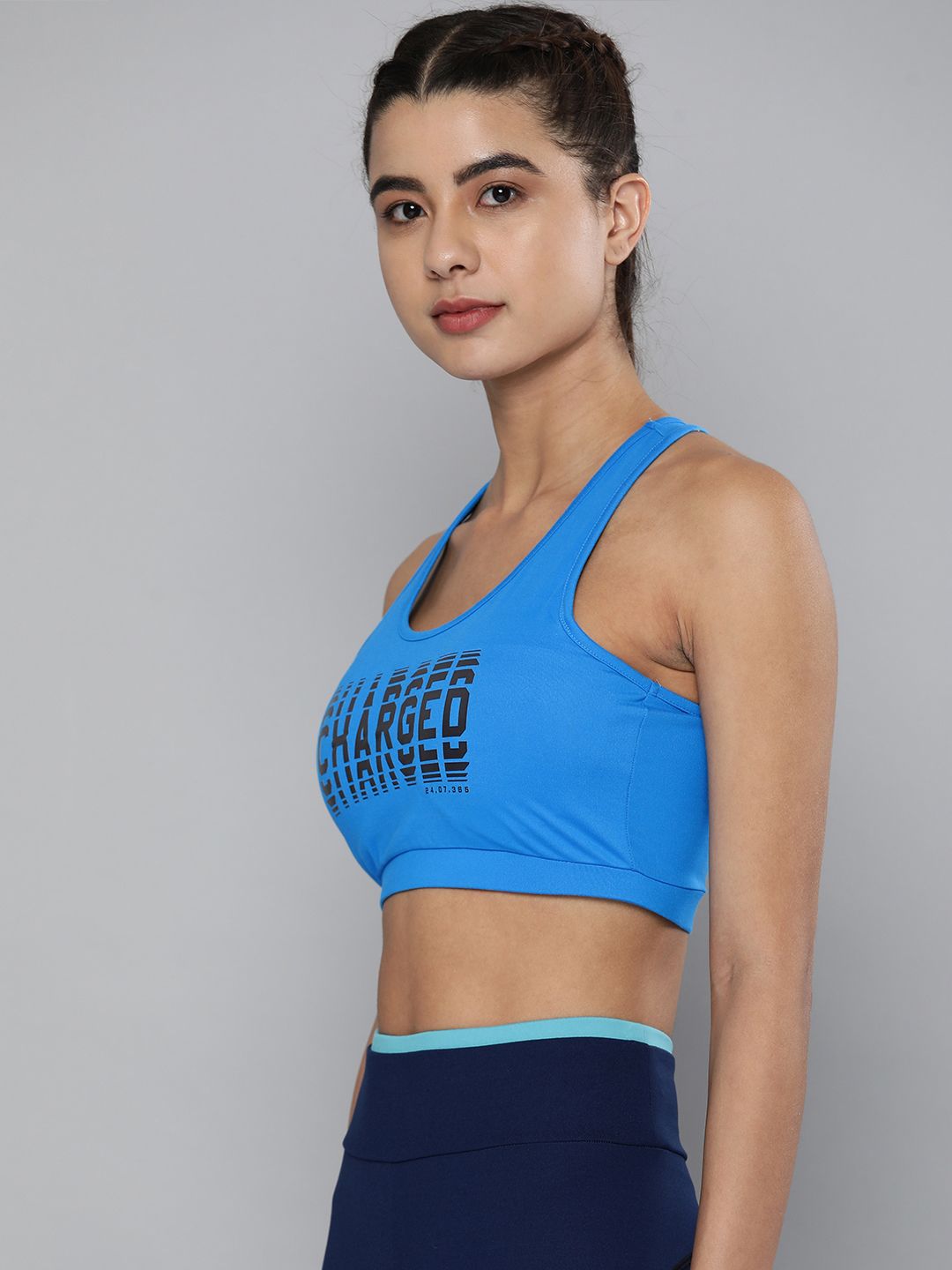 HRX By Hrithik Roshan Women Blue Rapid-Dry Printed Training Sports Bra Price in India