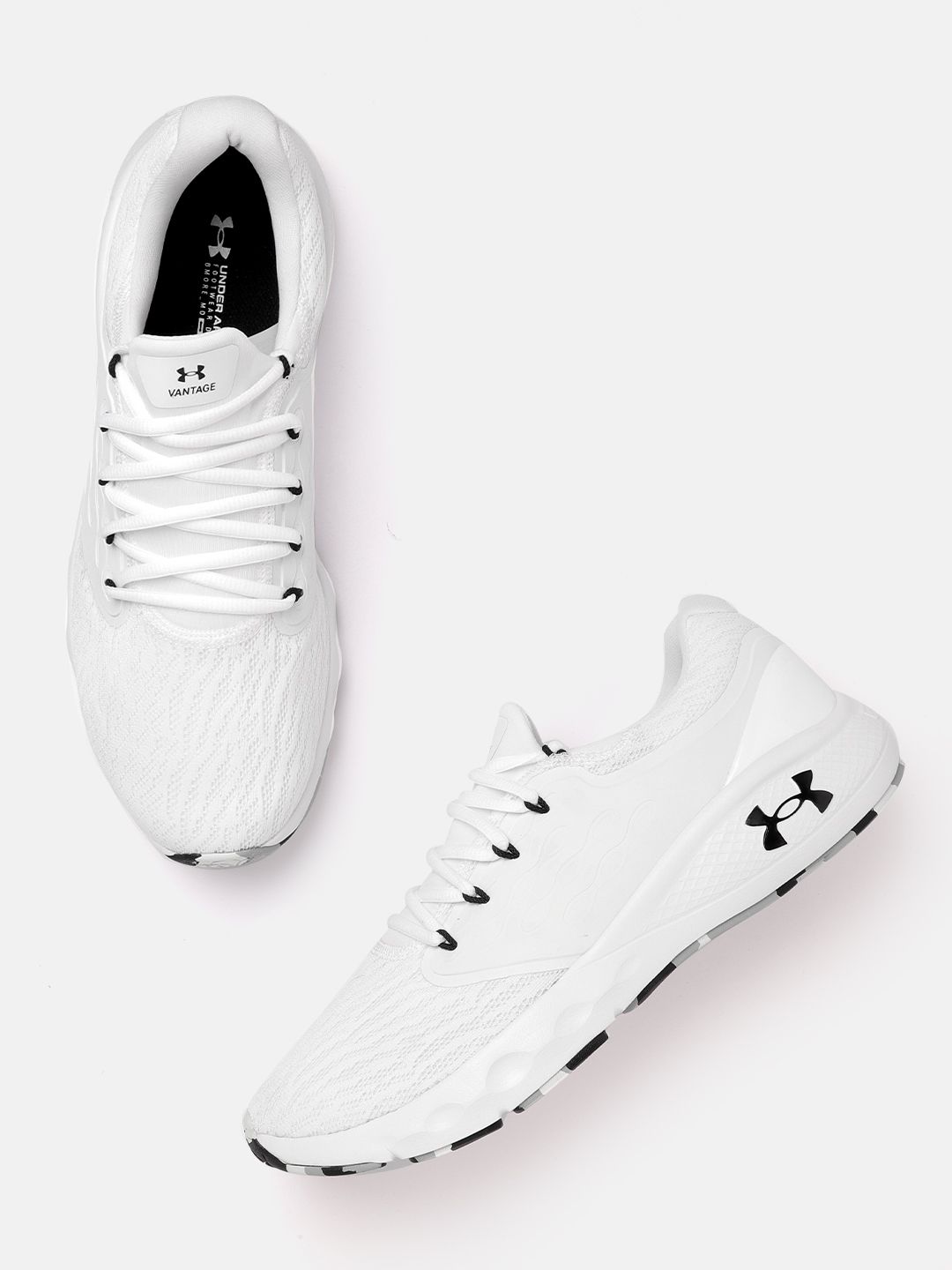 UNDER ARMOUR Men White Charged Vantage Marble Running Shoes