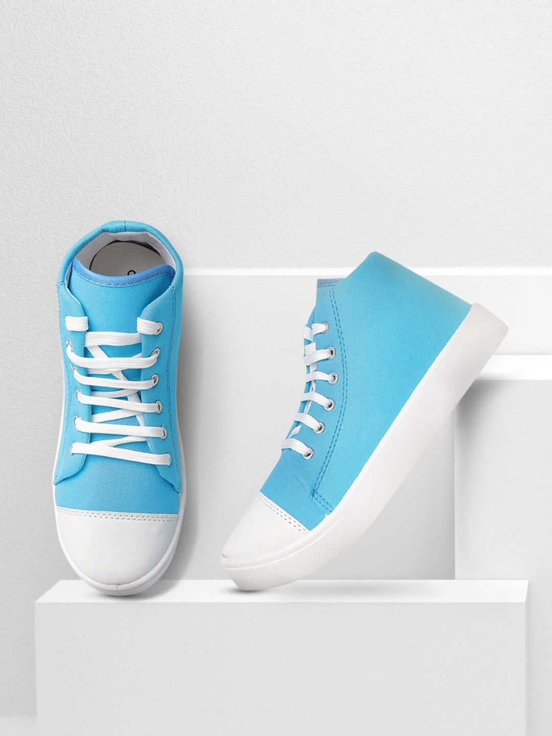 DressBerry Women Blue Solid Mid-Top Sneakers Price in India